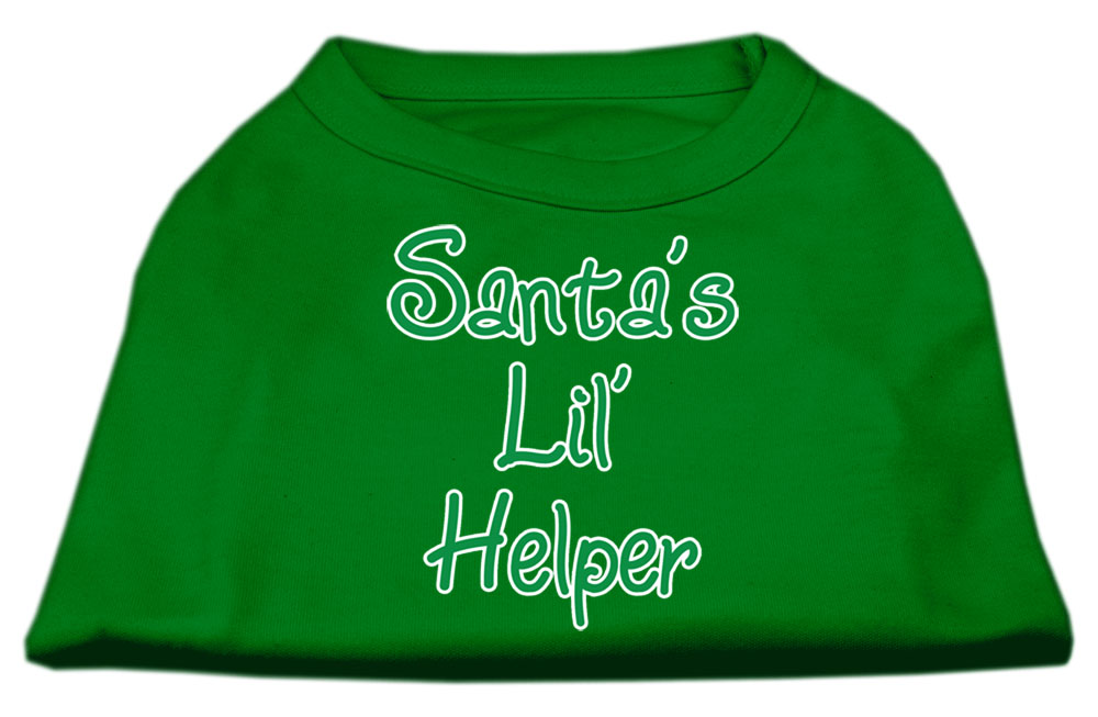 Santa's Lil' Helper Screen Print Shirt Emerald Green Med